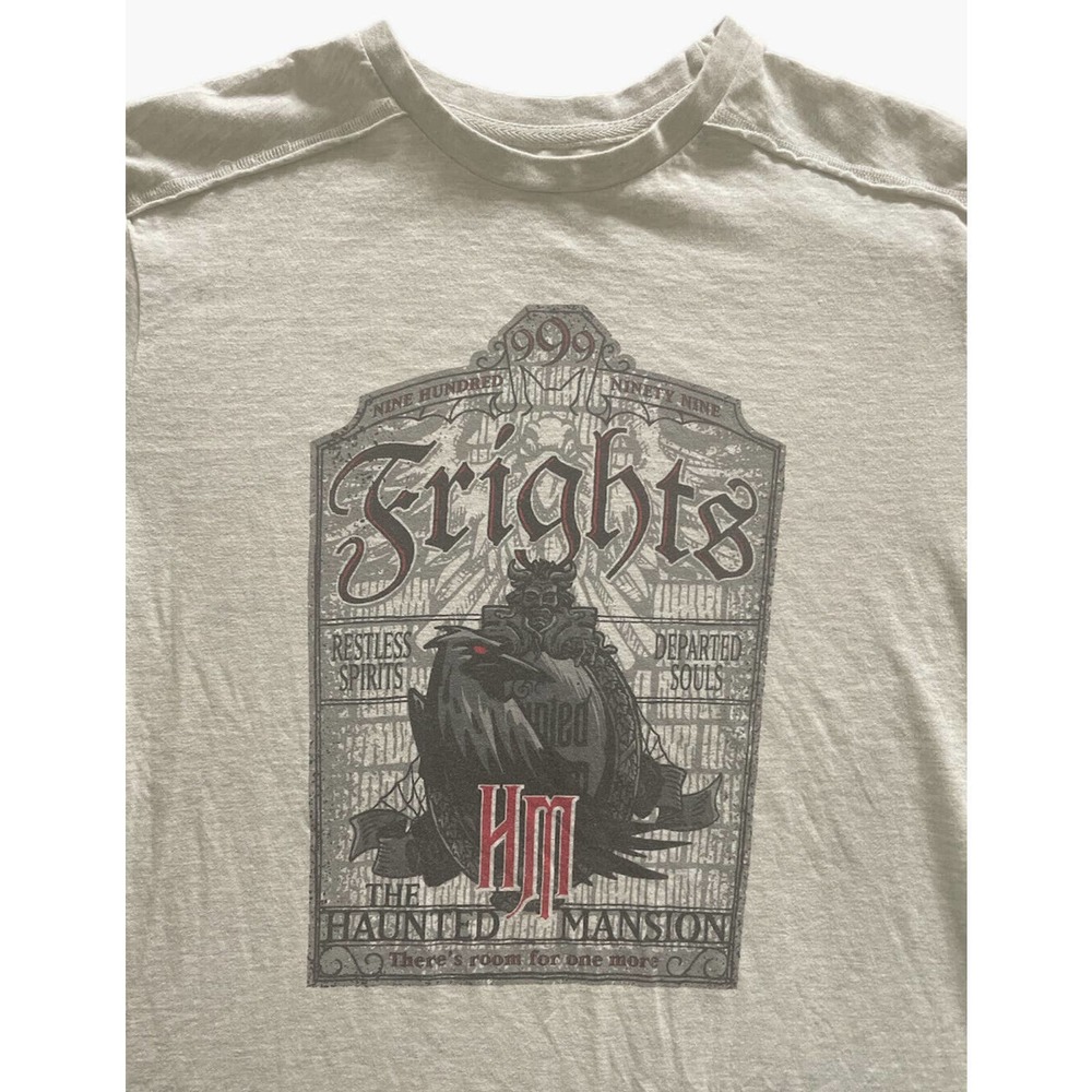 The Haunted Mansion Disney Headstone 999 Frights Light Grey T shirt Sz. L
